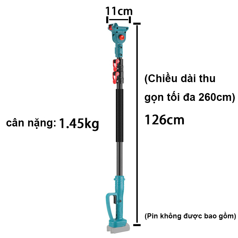 Cưa cành cây trên cao 3m dùng pin - Kéo cắt cành cây trên cao dài 3 mét
