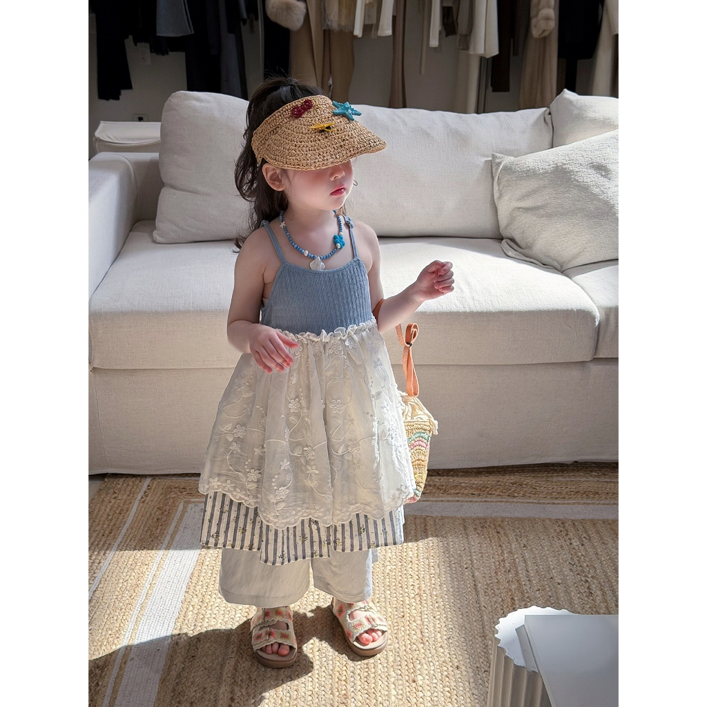 CANDI MIMI Váy babydoll phối voan và kẻ - NW6310