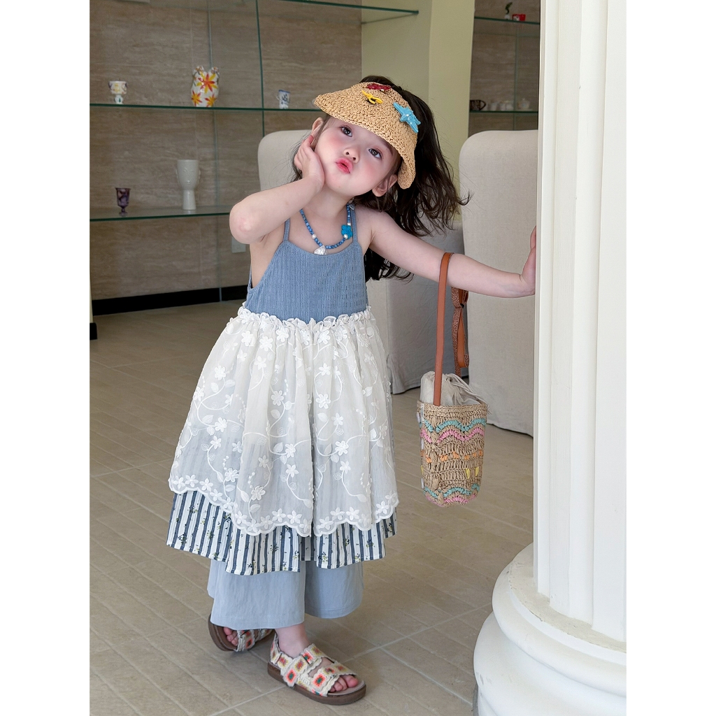 CANDI MIMI Váy babydoll phối voan và kẻ - NW6310