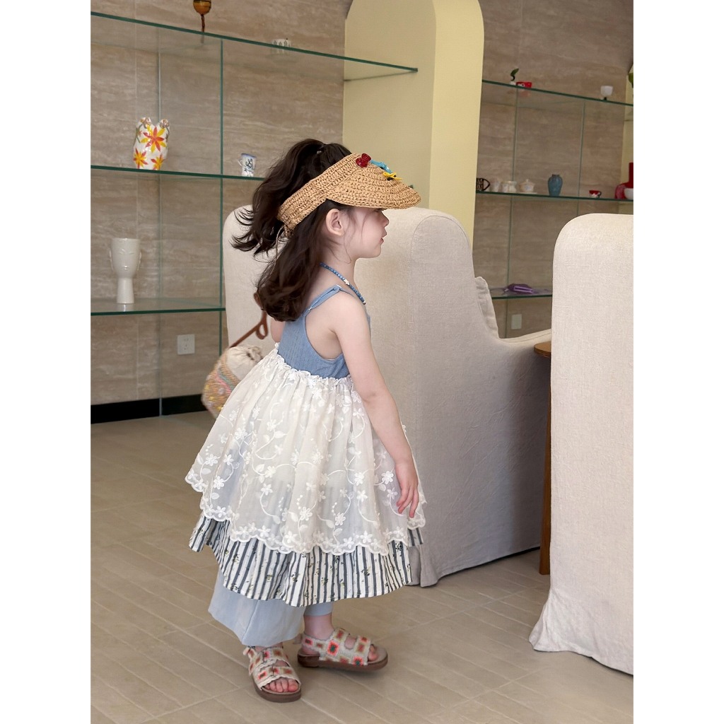 CANDI MIMI Váy babydoll phối voan và kẻ - NW6310
