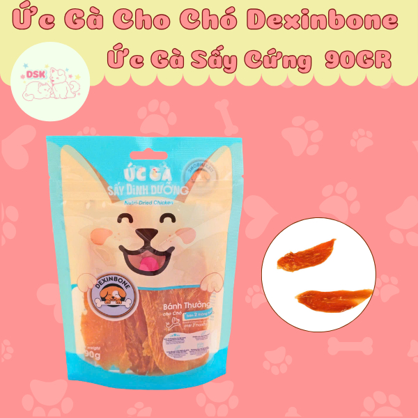 Ức Gà Sấy Dinh Dưỡng Cho Chó DEXINBONE Nguyên Chất 100% Thịt Ức Gà - Túi 90gr
