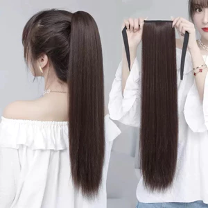 Tóc giả cột đuôi thẳng tự nhiên- Tóc giả cột nơ dài 45cm phong cách Hàn Quốc trẻ trung QiQishop