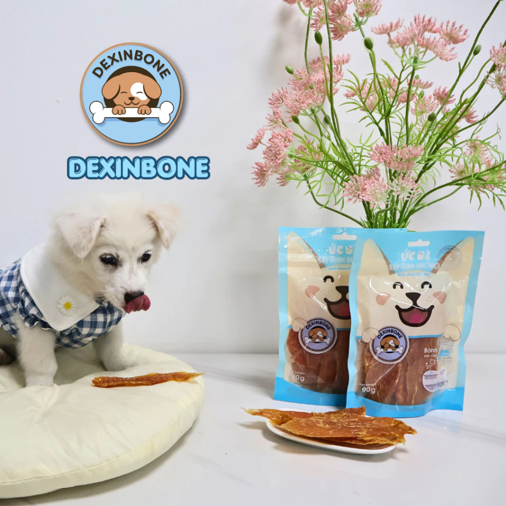 Ức Gà Sấy Dinh Dưỡng Cho Chó DEXINBONE Nguyên Chất 100% Thịt Ức Gà - Túi 90gr