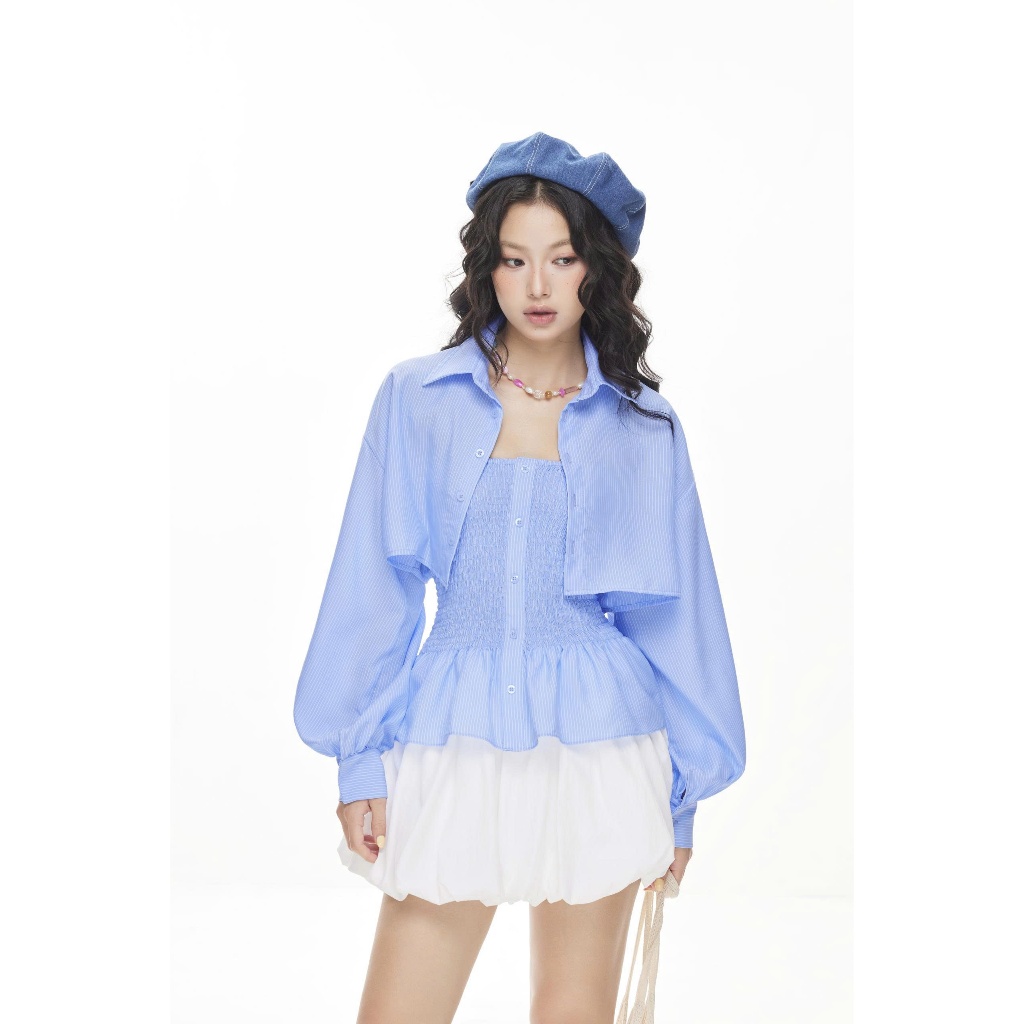 Set Áo Nữ GIRINS Cúp Ngực Phối Áo Sơ Mi Năng Động SECODEE