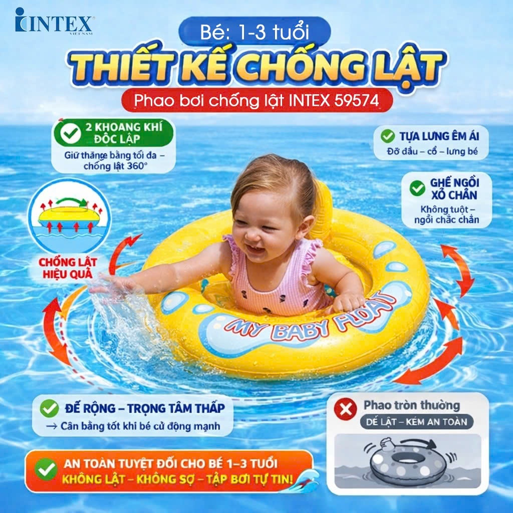Phao bơi chống lật INTEX cho bé từ 6 tháng đên 2 tuổi