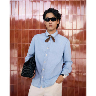 Áo Sơ Mi Jeans Nam Tay Dài Trơn Form Regular - Routine 10S25DSH004