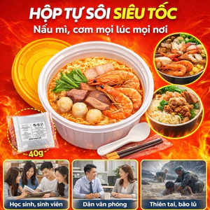 1 Hộp tự sôi + 1 gói tự sôi 40g + muỗng đũa kèm theo -Sinh viên, học sinh, văn phòng, dự phòng thiên tai bão lũ