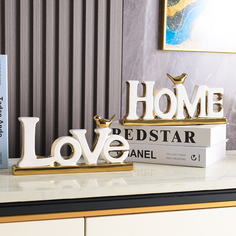 Bộ tượng các mẫu sứ trắng vàng decor nhà cửa