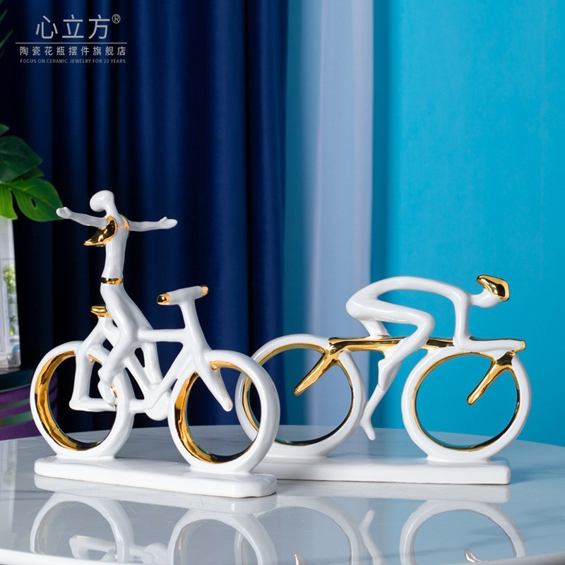 Bộ tượng các mẫu sứ trắng vàng decor nhà cửa