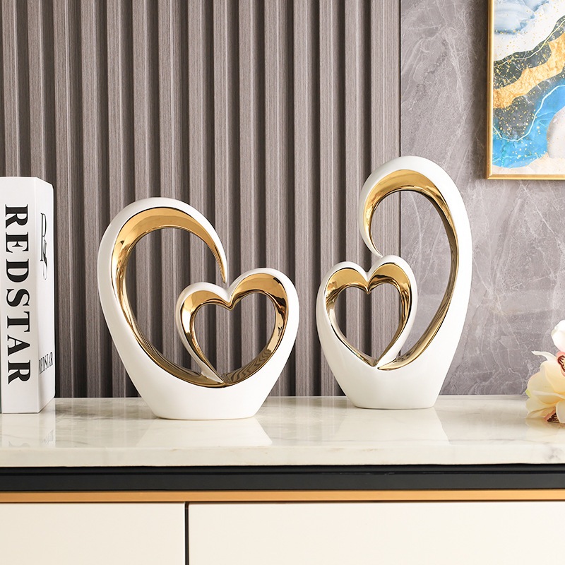 Bộ tượng các mẫu sứ trắng vàng decor nhà cửa