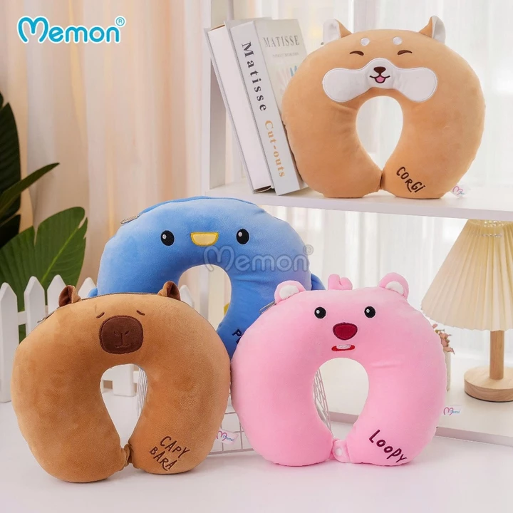 GỐI CHỮ U TỰA CỔ CAO SU NON NGUYÊN KHỐI MỀM MỊN - GỐI KÊ CỔ CHỮ U HÌNH THÚ DỄ THƯƠNG GIÚP MỎI CỔ, VAI GÁY KHI ĐI CHƠI