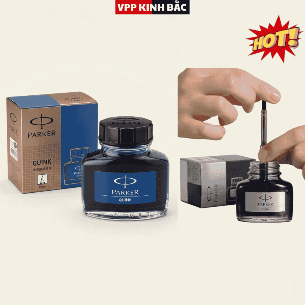 Mực Parker Cao Cấp Màu Đen Dung Tích 57ml, Nhanh Khô, Không Bị Đóng Cặn