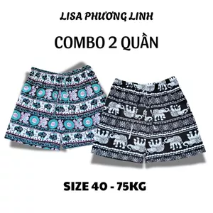 Combo 2 quần đùi thổ cẩm, vải lanh mát mẻ , quần đi biển, BIGSIZE, UNISEX