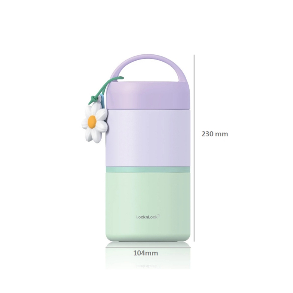 Bộ 2 Hộp Cơm Giữ Nhiệt LocknLock New Tower Vacuum Lunch Box LHC8055VOL Inox 304, Kèm Muỗng - K-MALL