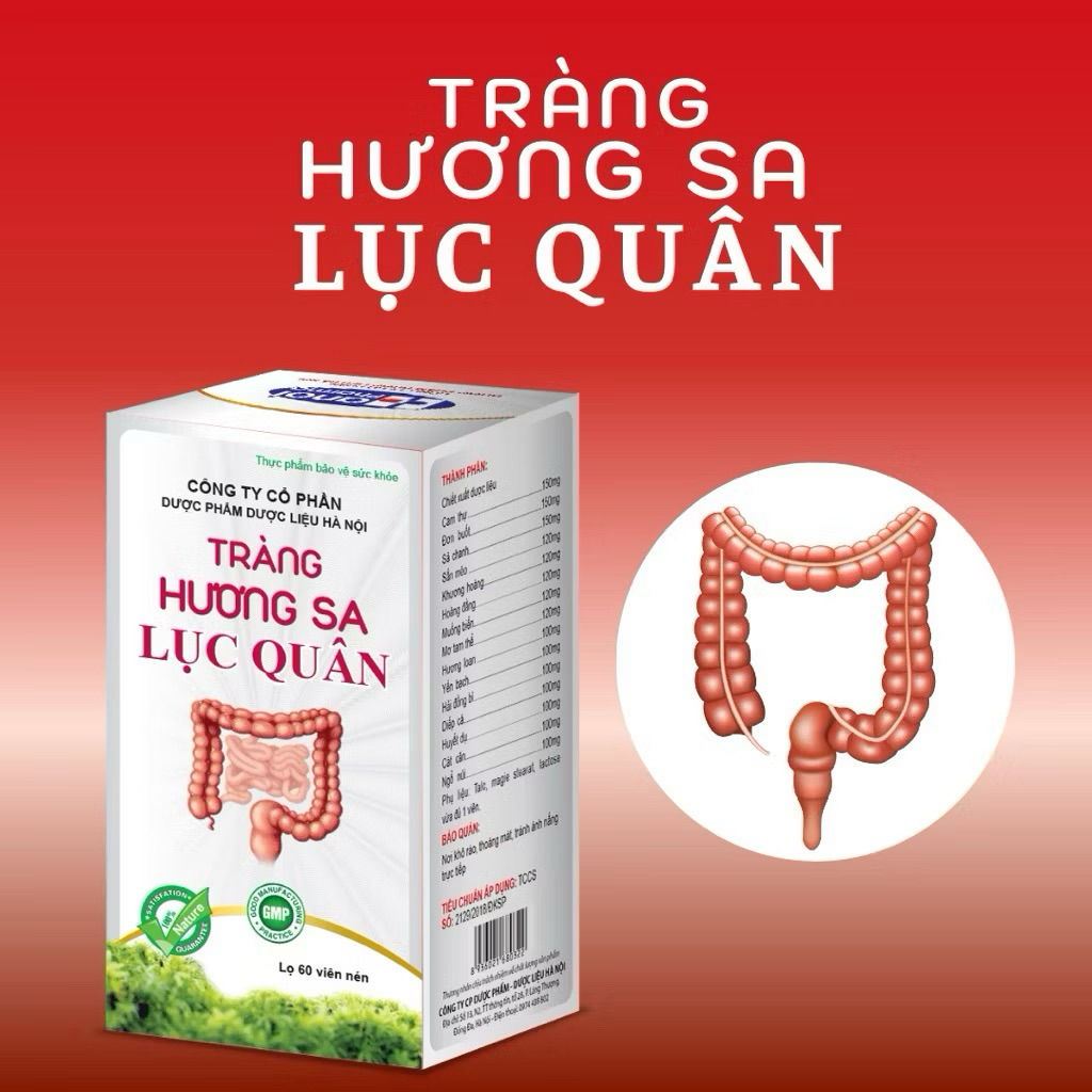 Viên uống Tràng Hương Sa Lục Quân Hỗ trợ cho Người bị Vm Đại Tràng, Giảm Đầy Hơi, Khó Tiêu - Hộp 60 viên