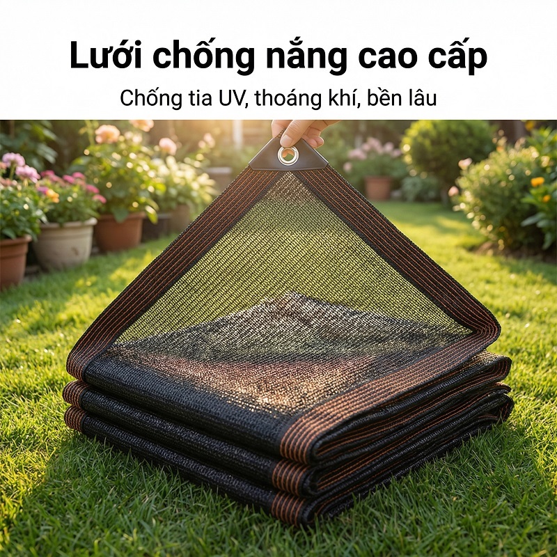Siêu Bền & Thoáng Khí! Bạt Che Nắng Ngoài Trời, Giảm Nhiệt, Dùng Ban Công/Sân Vườn, Tặng Dây, Màu Đen/Bnâu