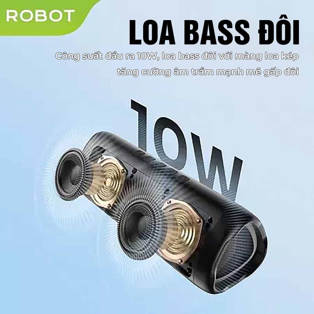 Loa Bluetooth 5.3 Robot RB525 10W Bass Mạnh  có Đèn Led RGB, Kháng Nước, Pin Trâu