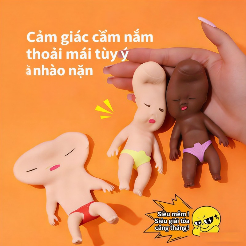 Búp bê da đen Natasha – Đồ chơi bóp xả stress, cao su, búp bê đen nhỏ, ngộ nghĩnh