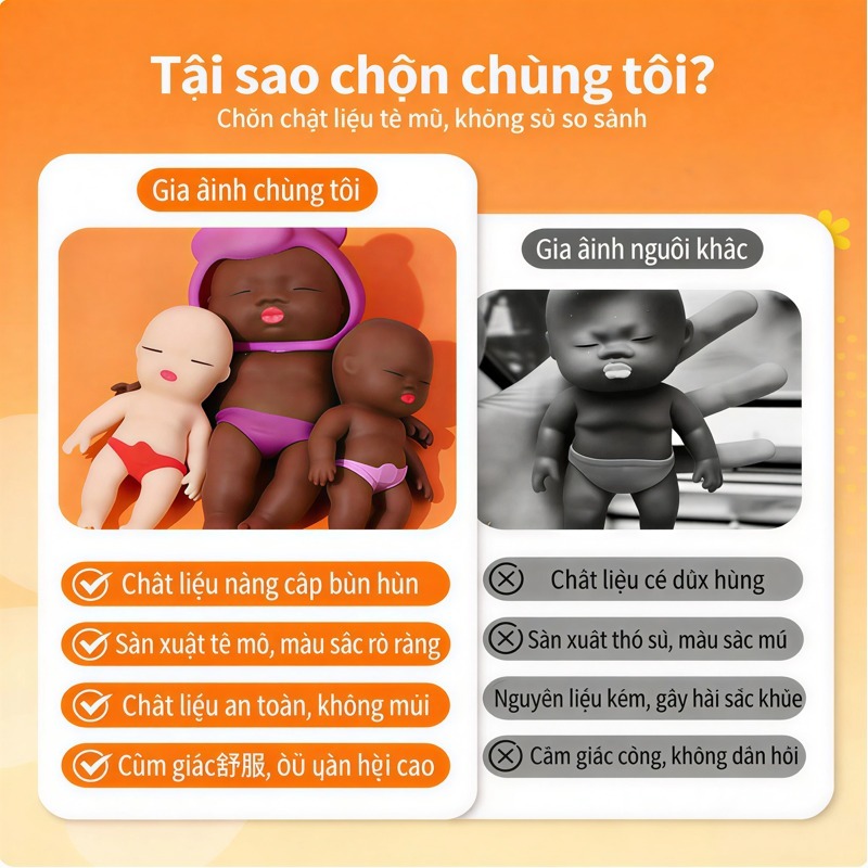 Búp bê da đen Natasha – Đồ chơi bóp xả stress, cao su, búp bê đen nhỏ, ngộ nghĩnh