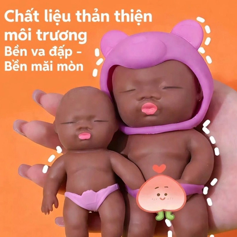Búp bê da đen Natasha – Đồ chơi bóp xả stress, cao su, búp bê đen nhỏ, ngộ nghĩnh