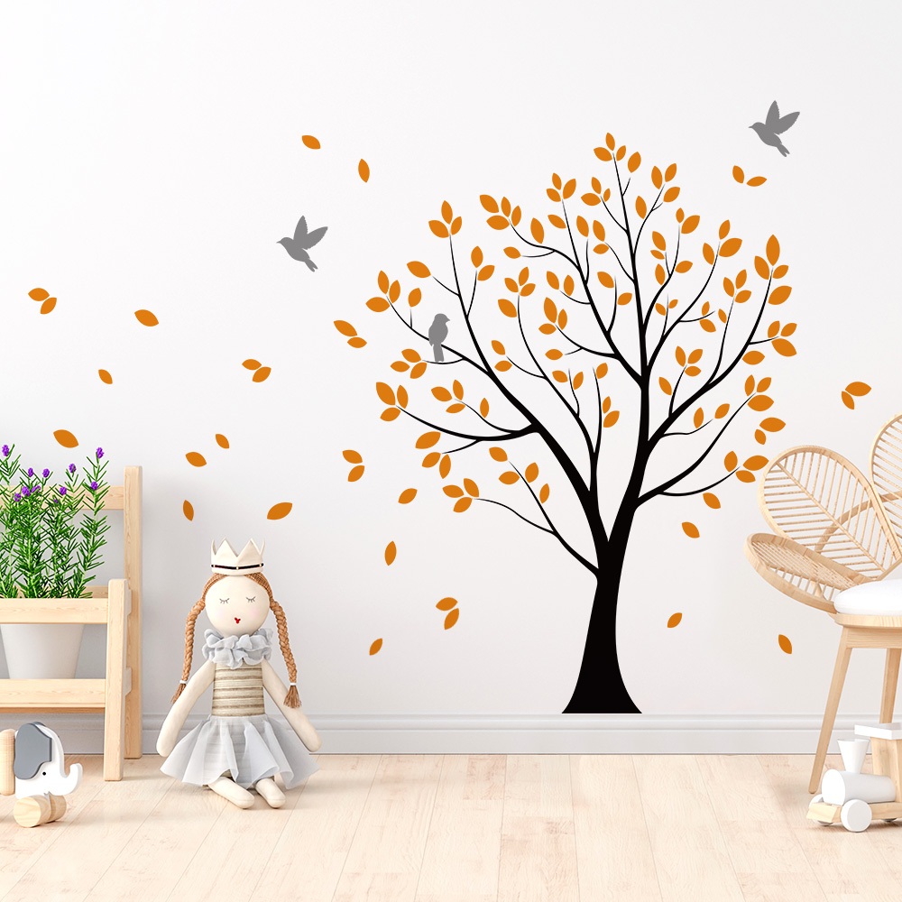 Decal Dán Tường Cây Hoa Bốn Mùa Có Keo Sẵn 148x128cm - Trang Trí Phòng Khách Phòng Ngủ