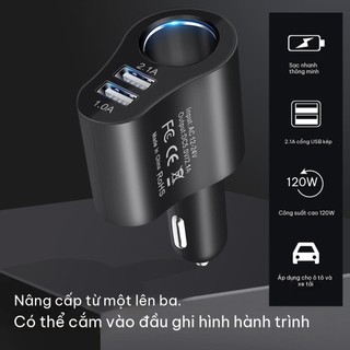 Bộ sạc ô tô 3 trong 1, mở rộng ba cổng (2 cổng USB, 1 cổng PD Type-C 3.1A), bộ sạc nhanh USB 3.0 cho ô tô.