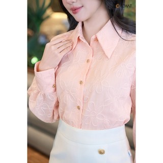 Áo Sơ Mi Nữ 𝐂𝐂𝐇𝐀𝐓 Dáng Suông Kiểu Lucia Chất Liệu Voan Cao Cấp 25FDV2031ST