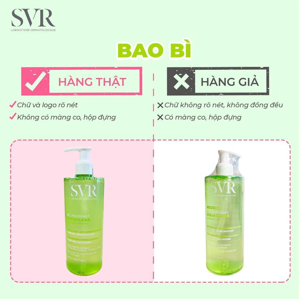 Gel rửa mặt cho da dầu mụn, không chứa xà phòng SVR Sebiaclear Gel Moussant 55ML/400ML chính hãng