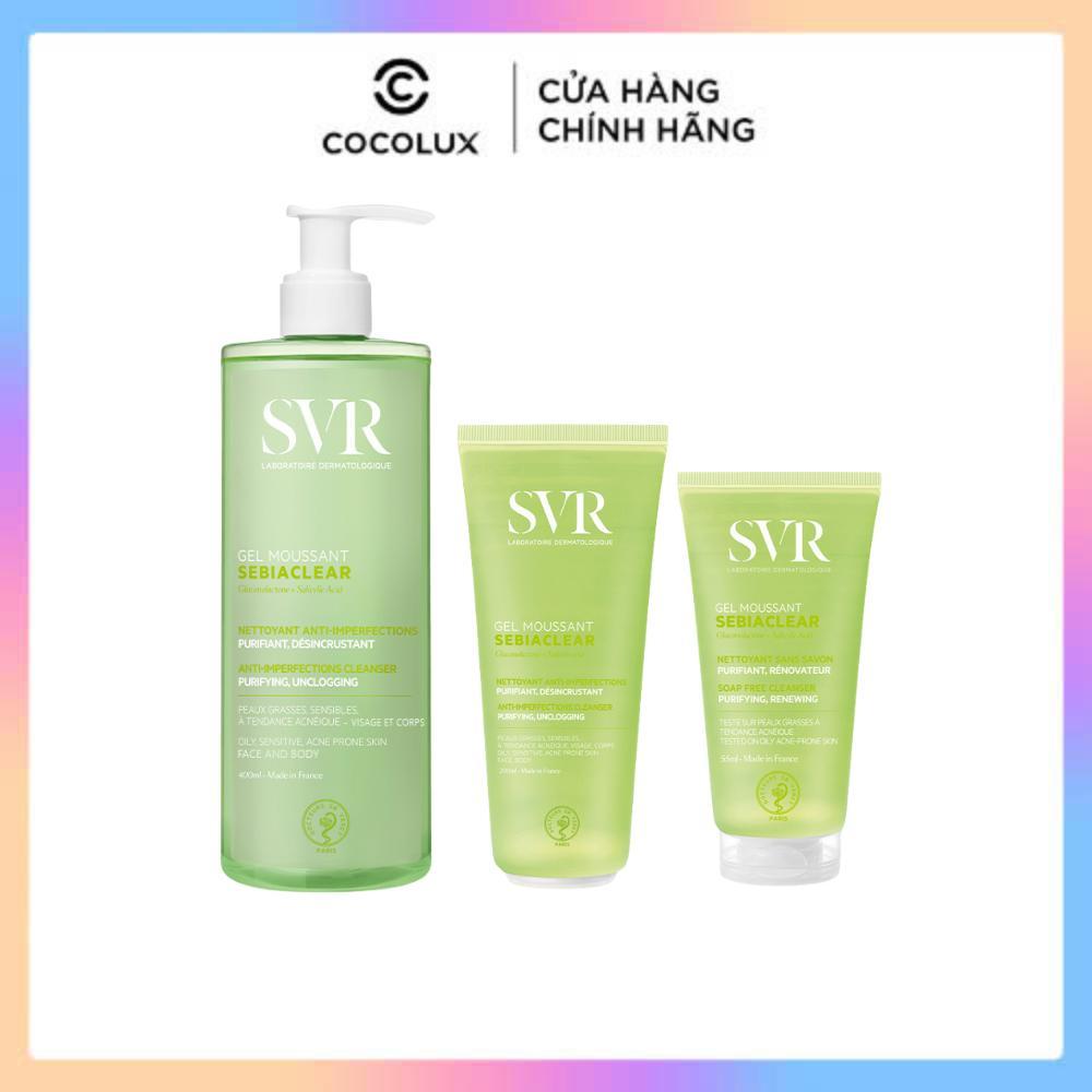 Gel rửa mặt cho da dầu mụn, không chứa xà phòng SVR Sebiaclear Gel Moussant 55ML/400ML chính hãng
