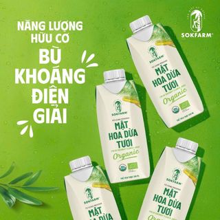 Mật hoa dừa tươi organic sokfarm 330ml mật hoa dừa tươi tiệt trùng UHT hộp giấy 330ml