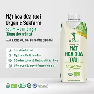 Mật hoa dừa tươi organic sokfarm 330ml mật hoa dừa tươi tiệt trùng UHT hộp giấy 330ml