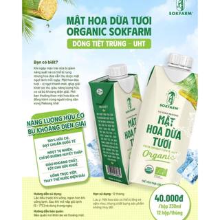 Mật hoa dừa tươi organic sokfarm 330ml mật hoa dừa tươi tiệt trùng UHT hộp giấy 330ml