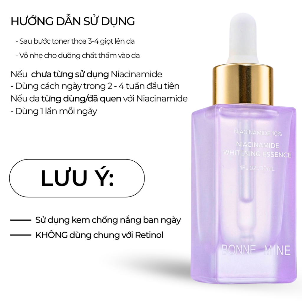 Serum B3 10% Niacinamide Dưỡng Sáng, Mờ Thâm, Phục Hồi Da Tổn Thương Do Ánh Nằng 30ml
