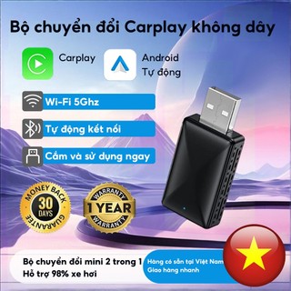 Bộ chuyển đổi CarPlay không dây Android Auto 2 trong 1 Kết nối tự động không dây Cắm và chạy WiFi Có dây Không dây USB