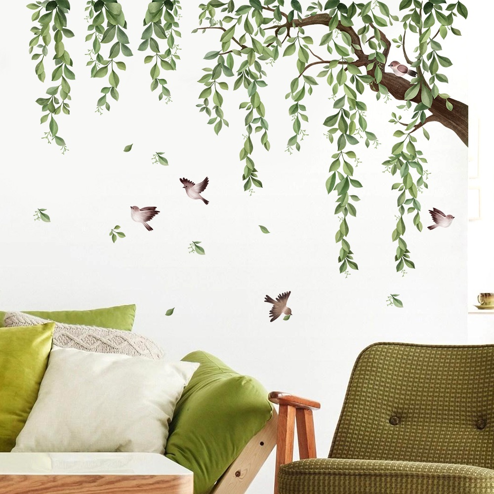 Decal Dán Tường Cây Xanh Nghệ Thuật Có Keo Sẵn 155x70cm – Trang Trí Phòng Khách Không Gian Xanh