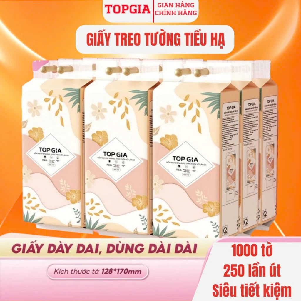 Giấy vệ sinh treo tường TopGia Tiểu Hạ 1000 tờ làm từ bột gỗ thiên nhiên 6 bịch hoặc 10 bịch