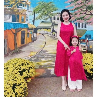 Váy suông sát nách dáng dài, Váy maxi kiểu ba lỗ chất gấm lụa mềm mại xẻ tà, Đầm maxi đi biển chữ A VD03 VD01-BIATONKIDS