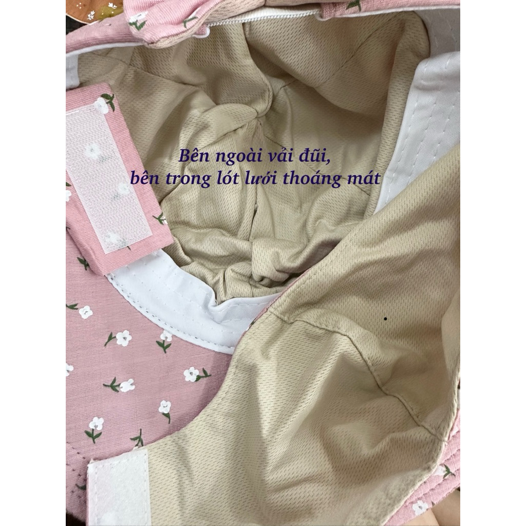 Nón mũ chống nắng kèm khẩu trang vải đũi mát, che kín mặt, freesize