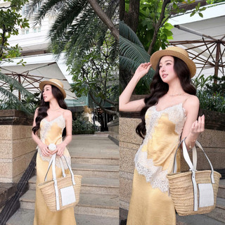Đầm 2 Dây Nữ Chất Lụa Phối Ren Chấm Bi Thiết Kế Sang Trọng