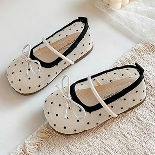 Giày Búp Bê MarryJane Quai Chun Lưới Chấm Bi Kèm Nơ Thoáng Chân Cho Bé Gái K087