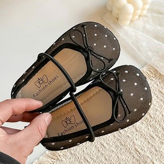 Giày Búp Bê MarryJane Quai Chun Lưới Chấm Bi Kèm Nơ Thoáng Chân Cho Bé Gái K087