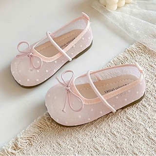 Giày Búp Bê MarryJane Quai Chun Lưới Chấm Bi Kèm Nơ Thoáng Chân Cho Bé Gái K087