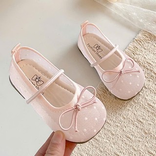 Giày Búp Bê MarryJane Quai Chun Lưới Chấm Bi Kèm Nơ Thoáng Chân Cho Bé Gái K087