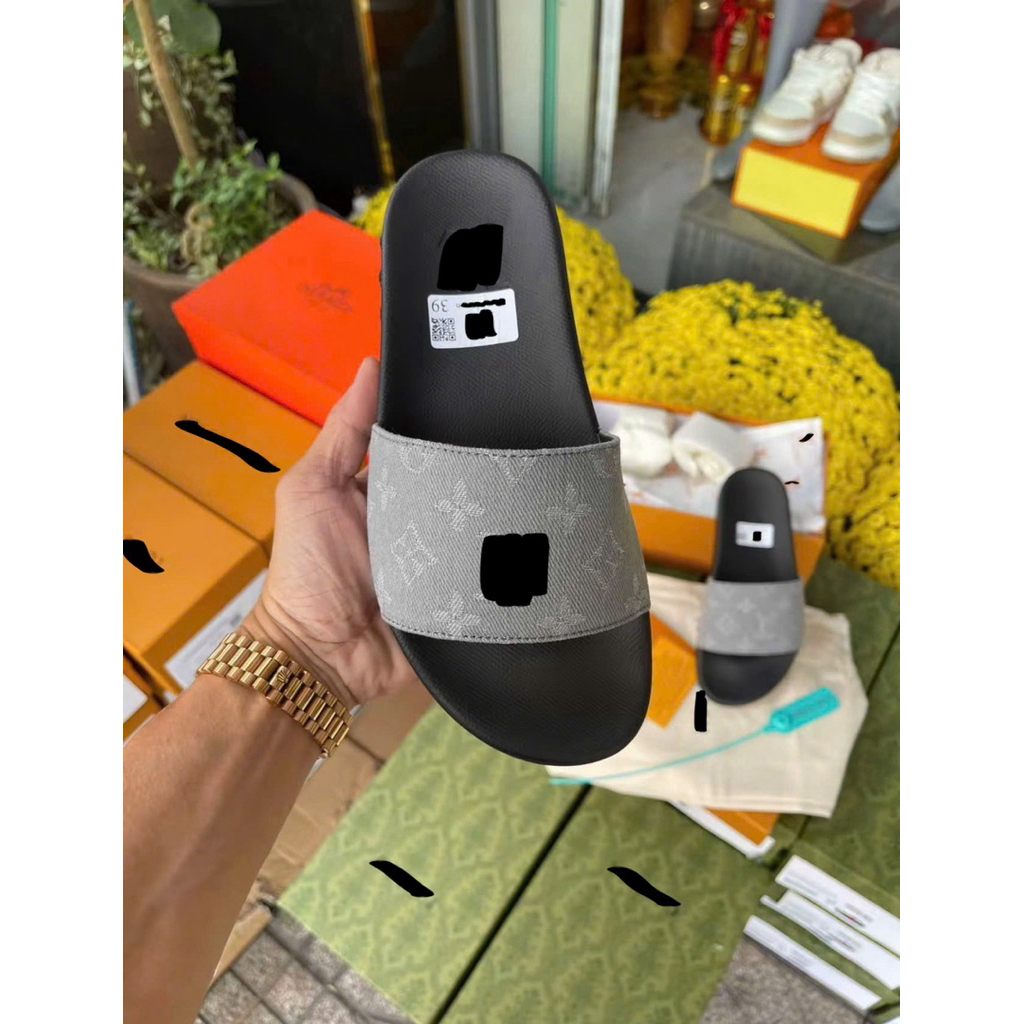 ⚡️[Hight Quality] Dép Quai Ngang \/ Nam Nữ Wat1er Slider Full Box - Điểm Nhấn Quai Phối Xám Canvas Sang Trọng