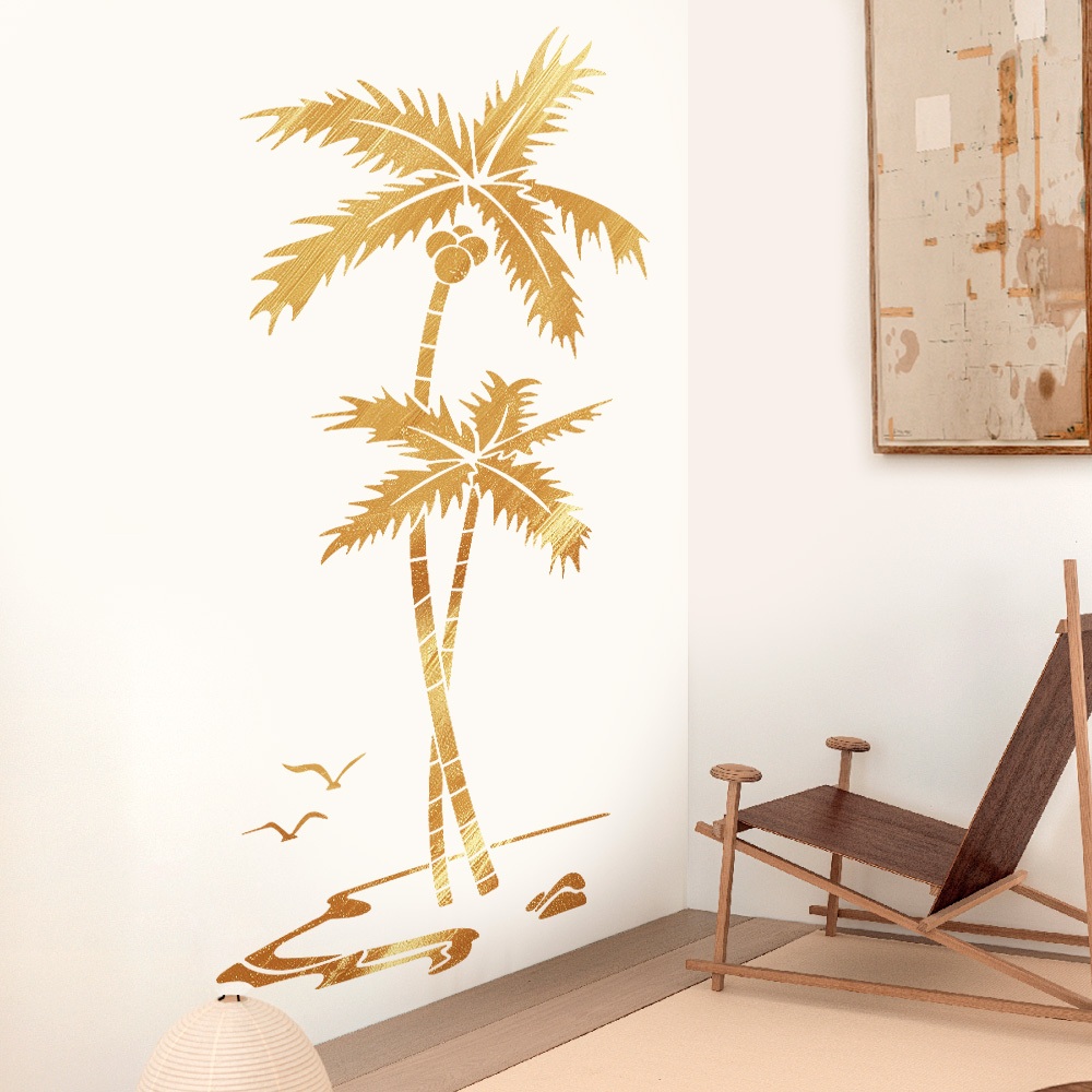 Decal Dán Tường Cây Dừa Nhiệt Đới Phong Cách Tropical Có Keo Sẵn 116x93cm - Trang Trí Nhà Cửa