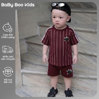 Set Đồ Bé Trai Thể Thao Sọc Trắng Đỏ Đô,Bộ Quần Áo Bé Trai Cotton ,Đồ Bé Trai Mùa Hè 6-15kg A27