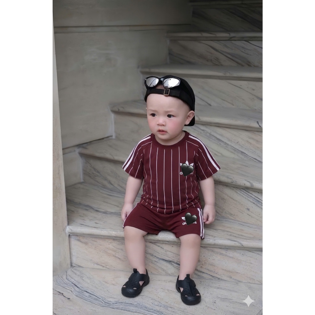 Set Quần Áo Bé Trai Thể Thao Sọc Cao Cấp,Bộ Quần Áo Bé Trai Cotton 6-15kg,Quần Áo Bé Trai Mùa Hè A27