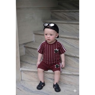 Set Đồ Bé Trai Thể Thao Sọc Trắng Đỏ Đô,Bộ Quần Áo Bé Trai Cotton ,Đồ Bé Trai Mùa Hè 6-15kg A27