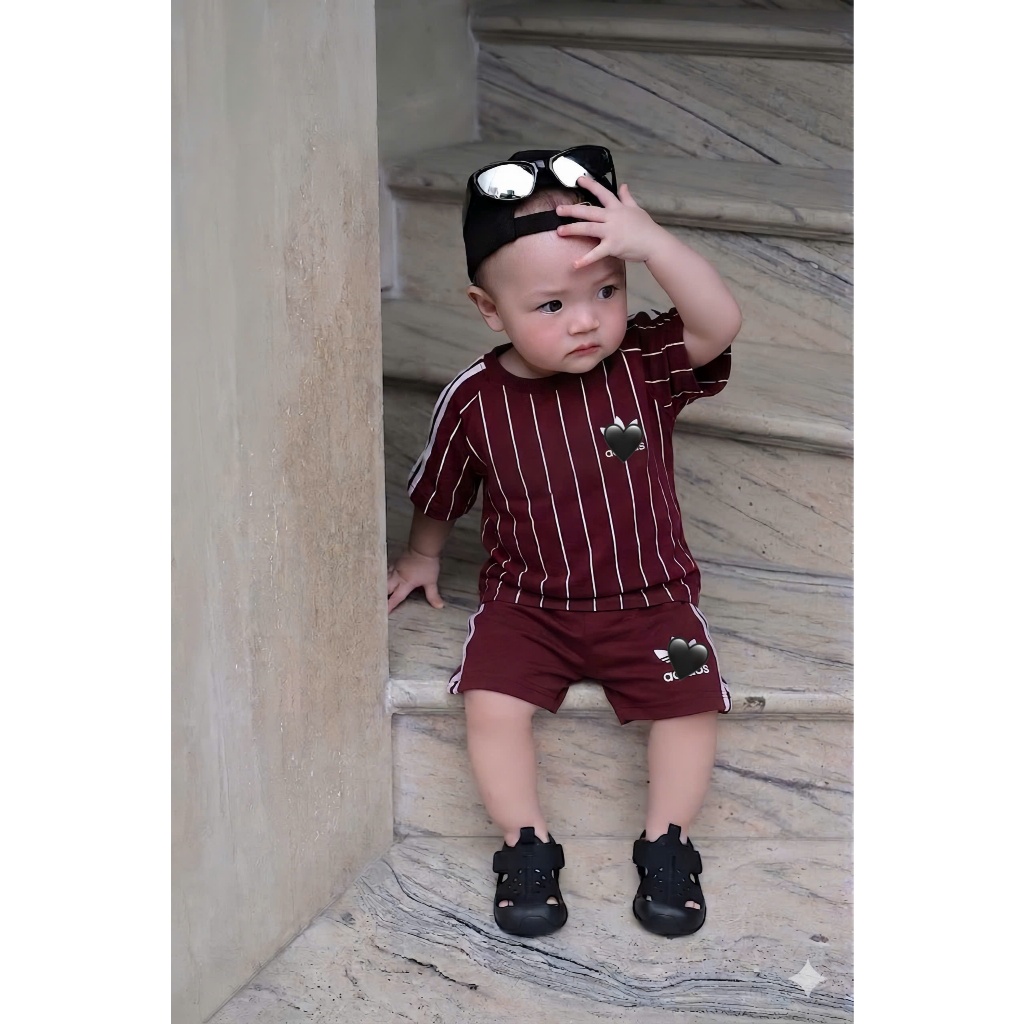 Set Quần Áo Bé Trai Thể Thao Sọc Cao Cấp,Bộ Quần Áo Bé Trai Cotton 6-15kg,Quần Áo Bé Trai Mùa Hè A27