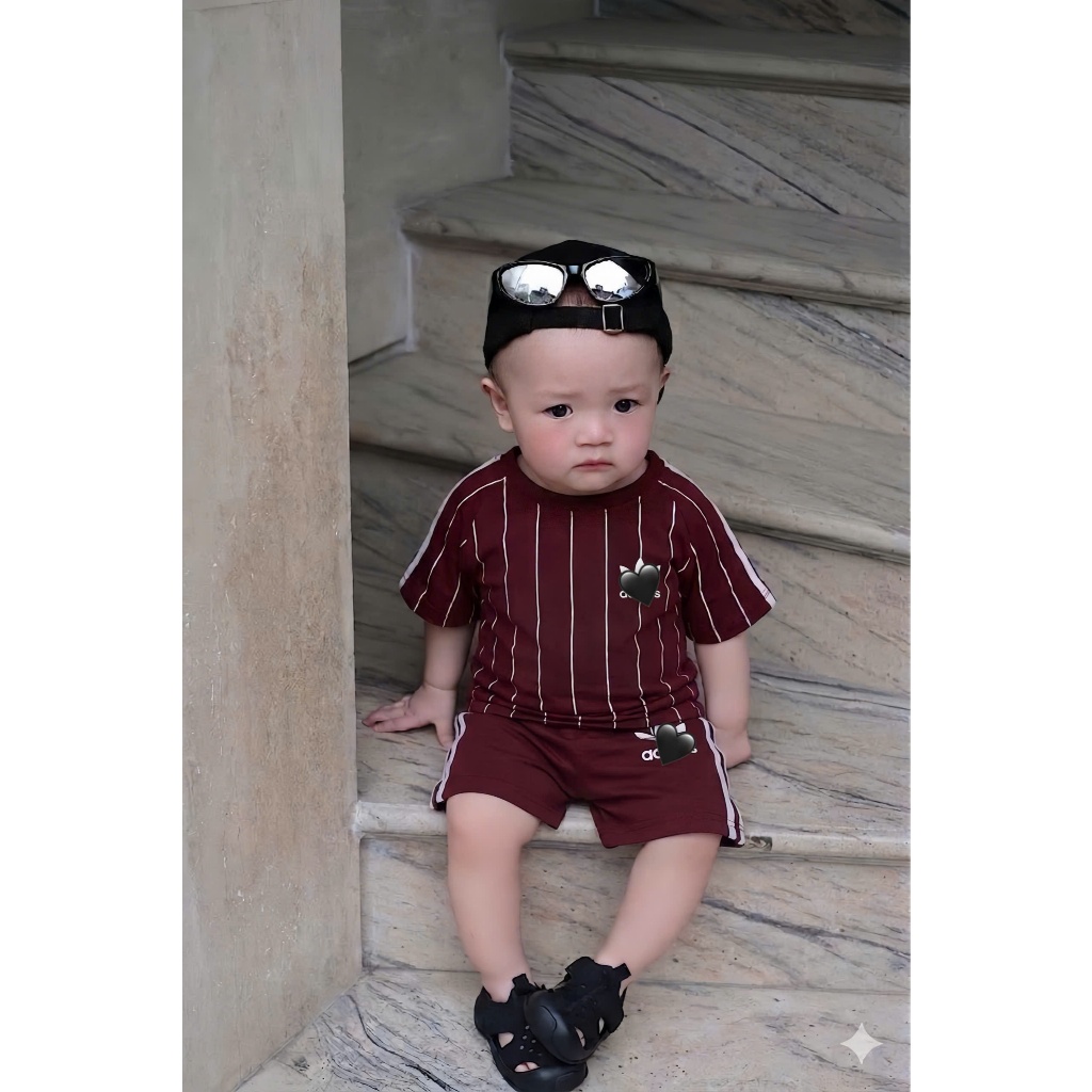 Set Quần Áo Bé Trai Thể Thao Sọc Cao Cấp,Bộ Quần Áo Bé Trai Cotton 6-15kg,Quần Áo Bé Trai Mùa Hè A27